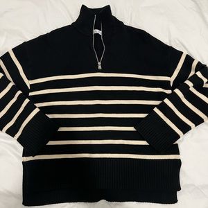 Zara Striped Quarter zip Sweater